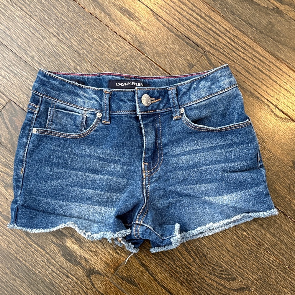 Calvin Klein Jeans Girls Dark Blue Denim Cutoff Shorts